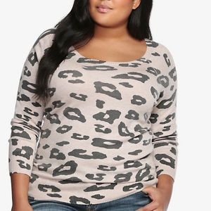 TORRID Pink and Grey Leopard Sweater Size 5X